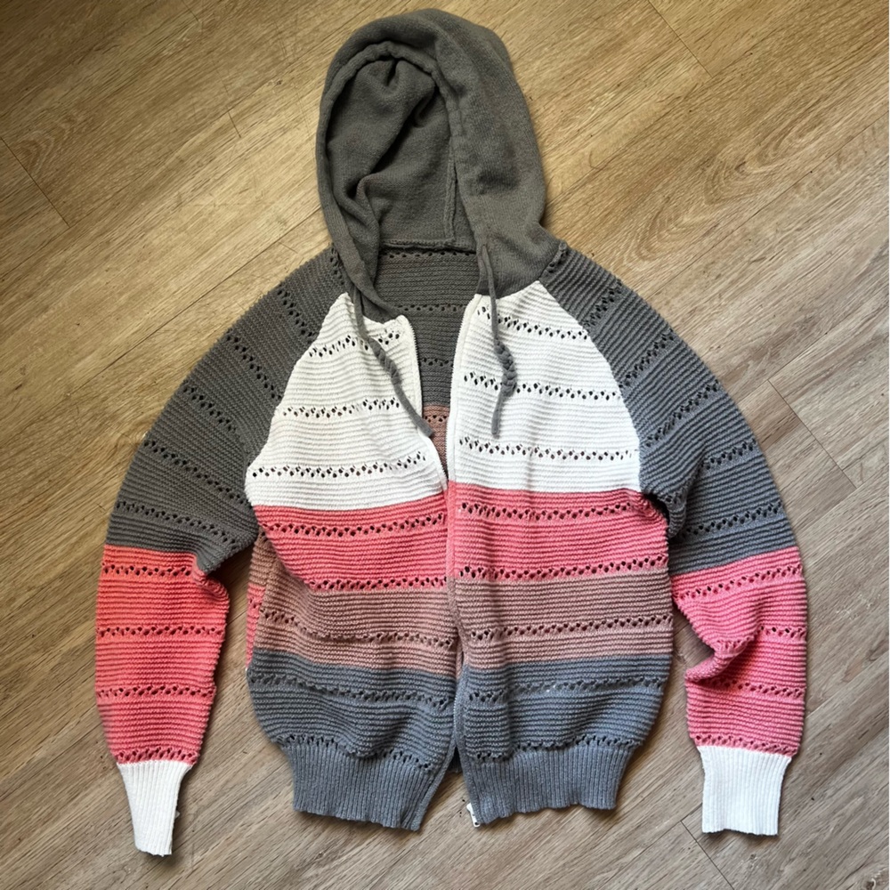 Vintage Y2K Crochet Zip Up Hoodie